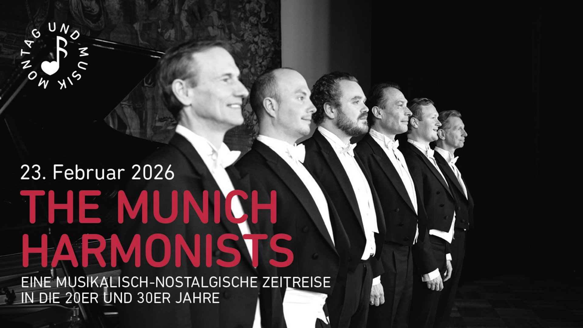 Plakat der Munich Hramonistst mit einem schwarz-weiß Foto