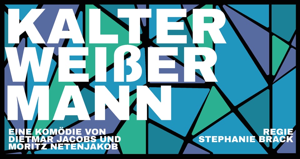 Plakat der Veranstaltung mit weißer Typografie und im Hintergrund eine Illustration eines Schaufensters in den Farben Grün, Blau und Lila.