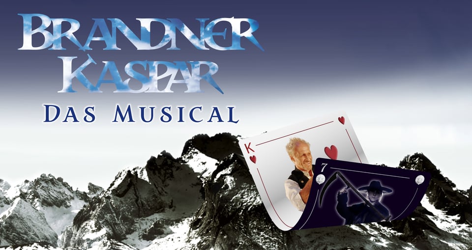 Gebirge mit Spielkarte doppelseitigem Motiv Dartseller und Henker