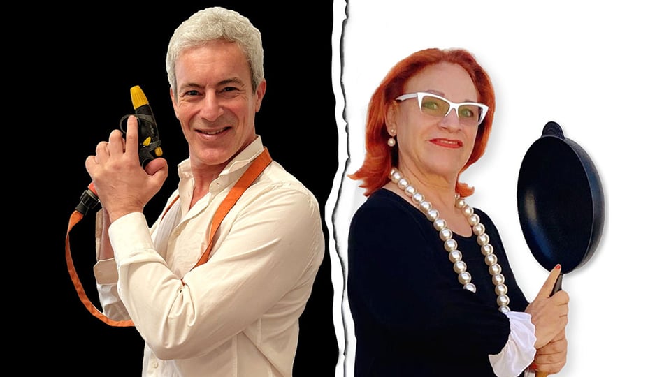 Collage aus zwei Bildern der Darsteller 