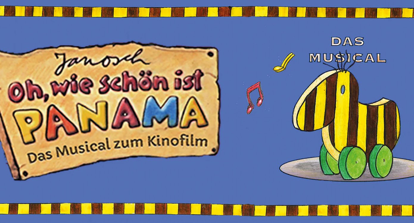 das Plakat der Veranstaltung mit einer farbenfrohen Typografie, einer Illustration eines Kinderspielzeugs auf blauem Hintergrund