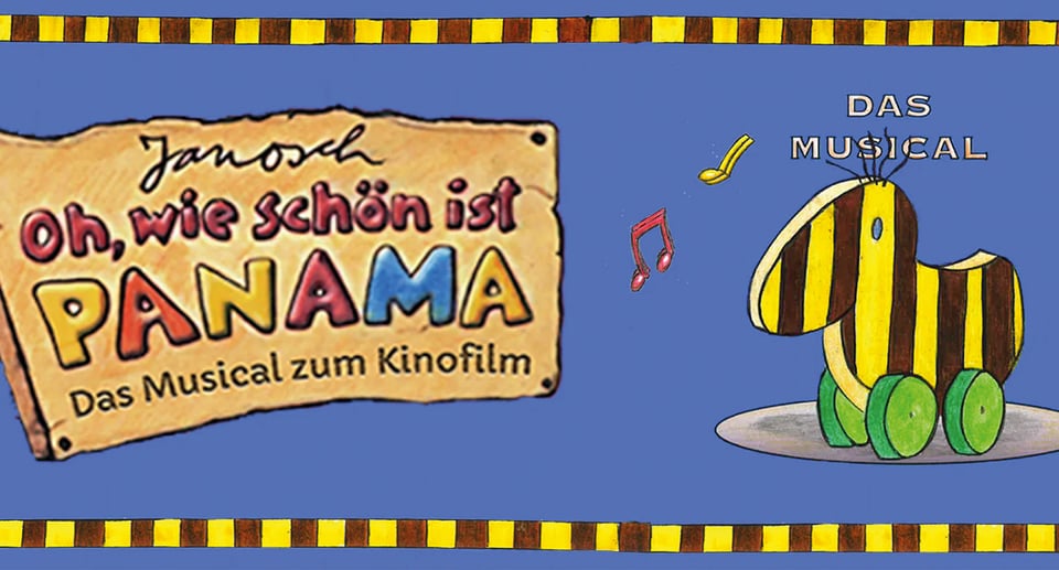 das Plakat der Veranstaltung mit einer farbenfrohen Typografie, einer Illustration eines Kinderspielzeugs auf blauem Hintergrund