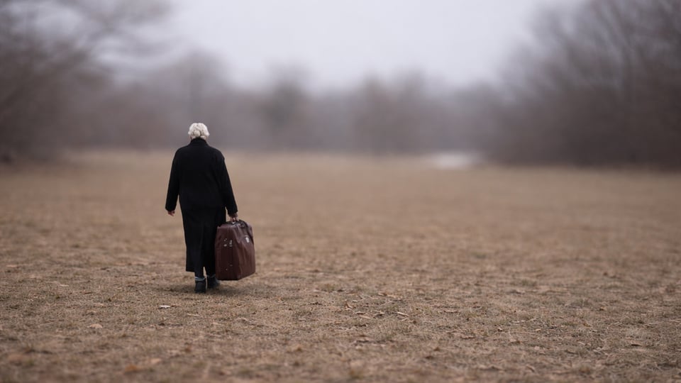 Foto für die Veranstaltung „Die Geschichte der Eva Korngold“ mit einer älteren Frau von hinten und einem unscharfen Hintergrund.