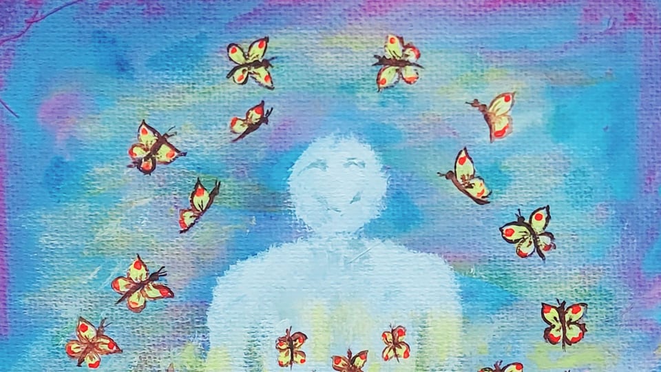 Ein Gemälde für die Veranstaltung ‚Gefühle malen – Ein Malkurs von und mit Eva Henghuber