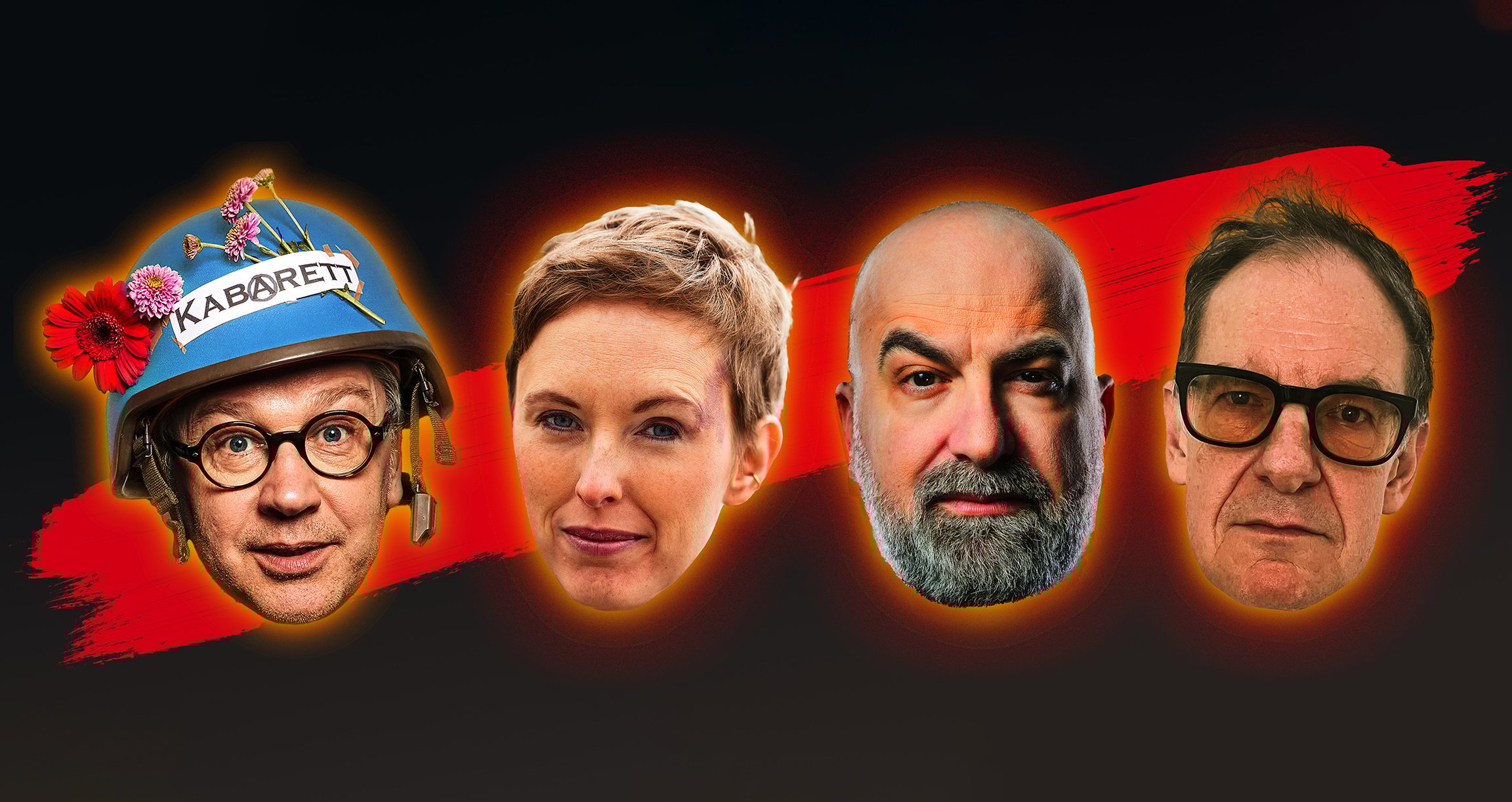 die Gesichter der Künstler auf schwarzem Hintergrund