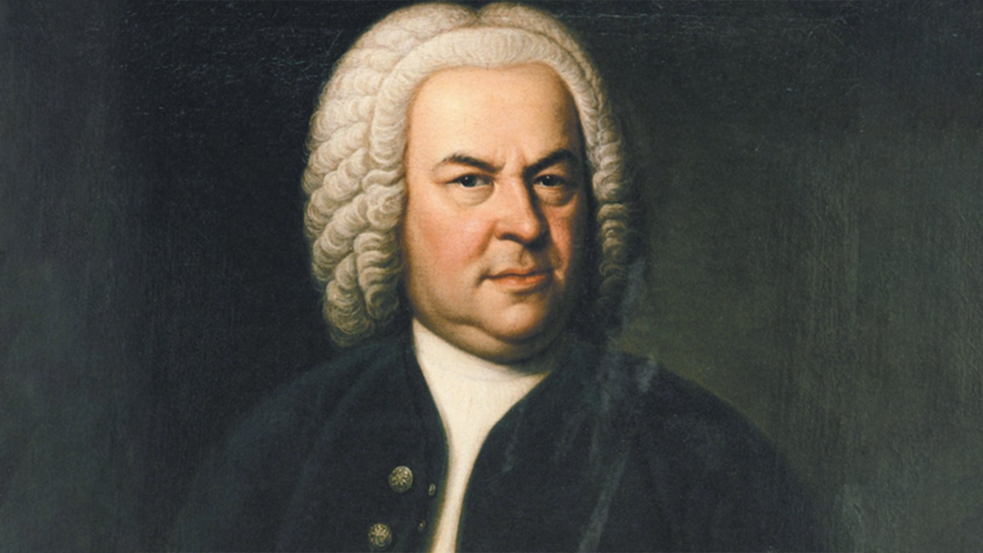 Gemälde von Johann Sebastian Bach mit weißer Perücke 