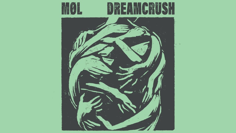 Grafik in grün und schwarz mit Bandlogos