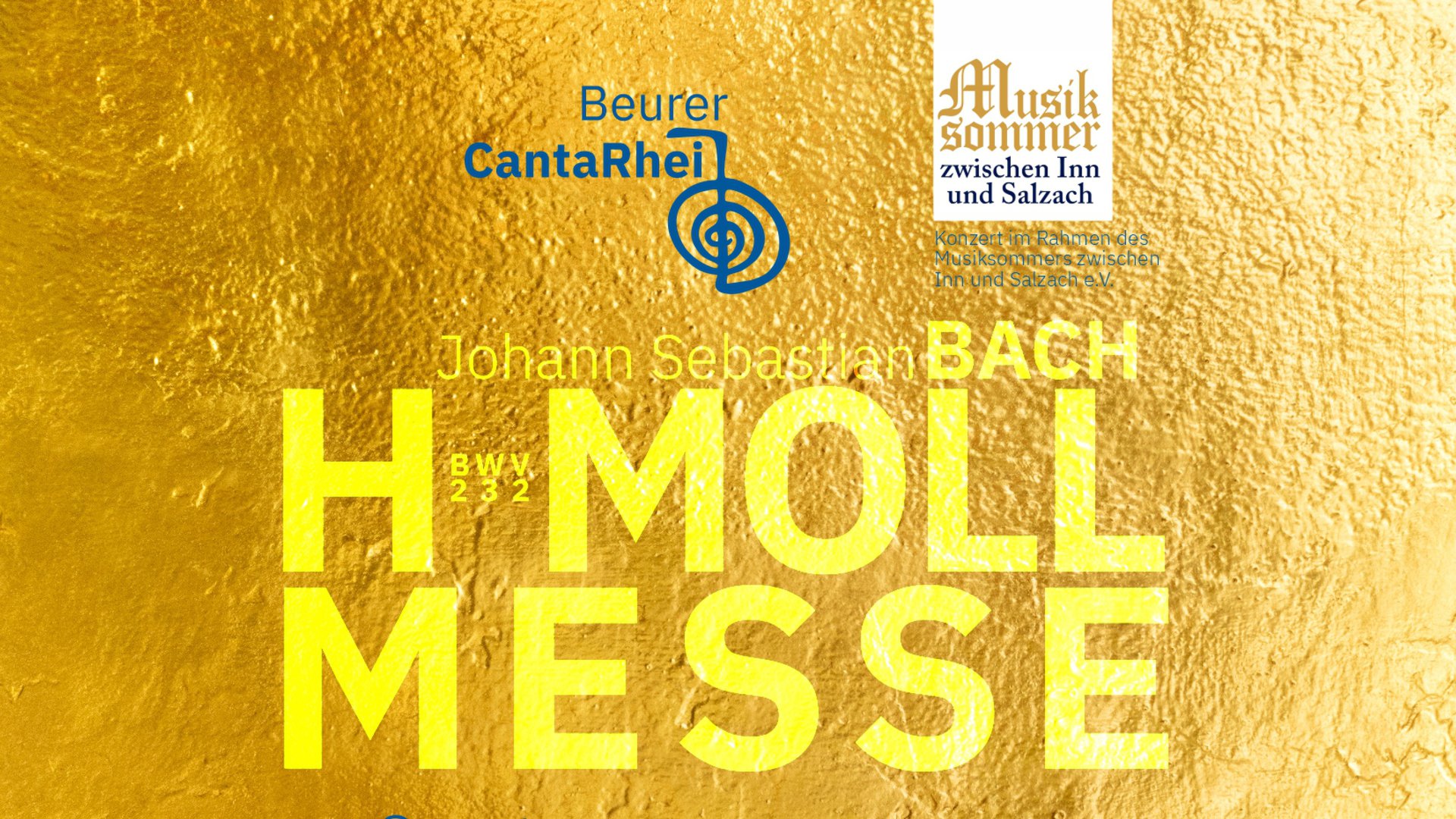 Plakat in gold mit gelber Aufschrift und Logo