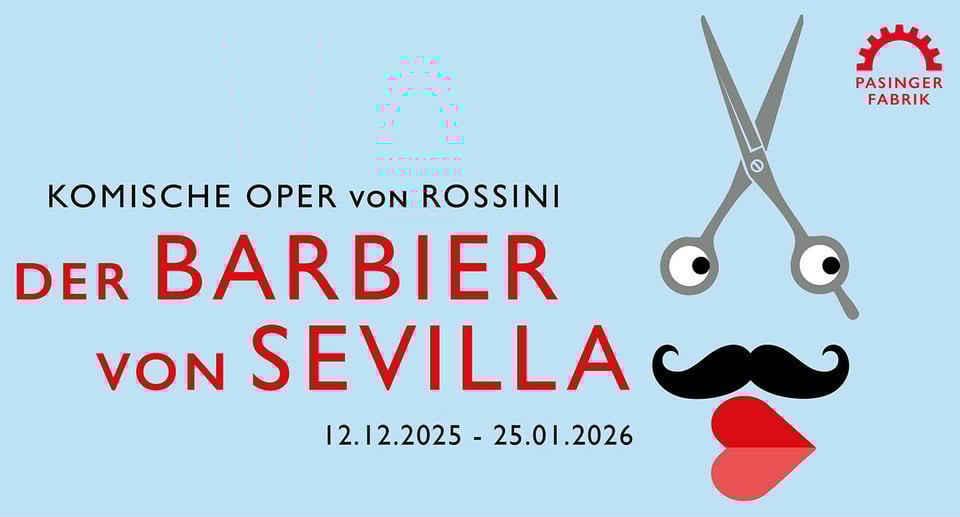 Veranstaltungsplakat mit einer Illustration von einer Schere und schwarzer sowie roter Typografie.