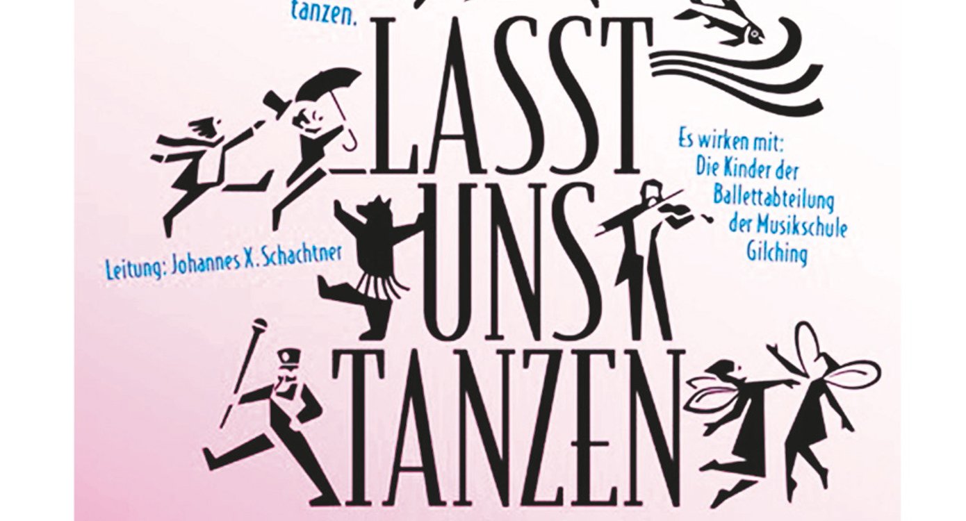 Veranstaltungsplakat in schwarzer und blauer Typografie