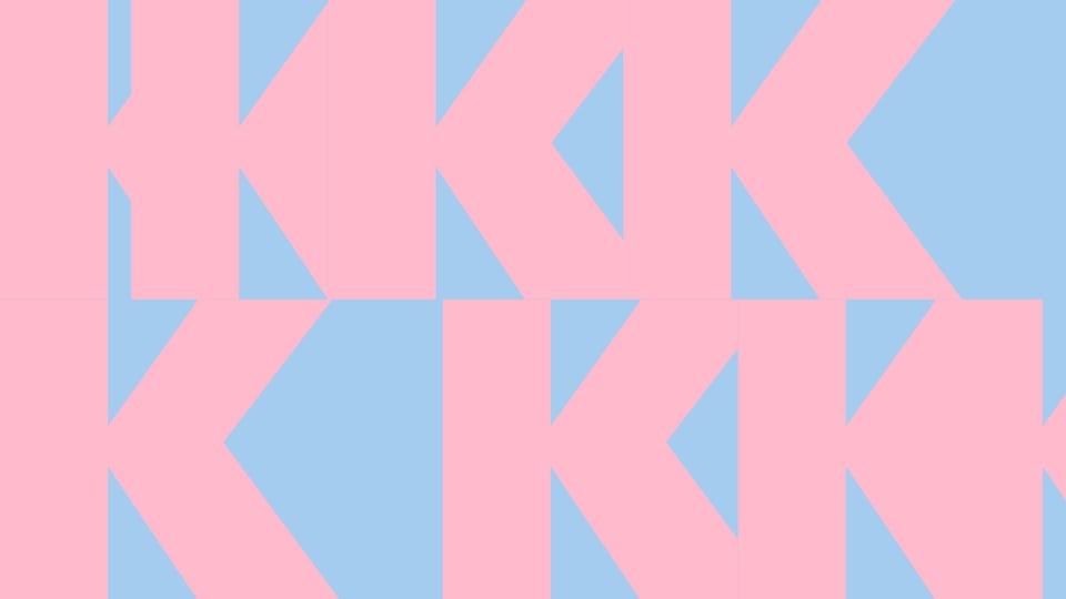 Grafik mit geometrischen Formen in hellblau und rosa