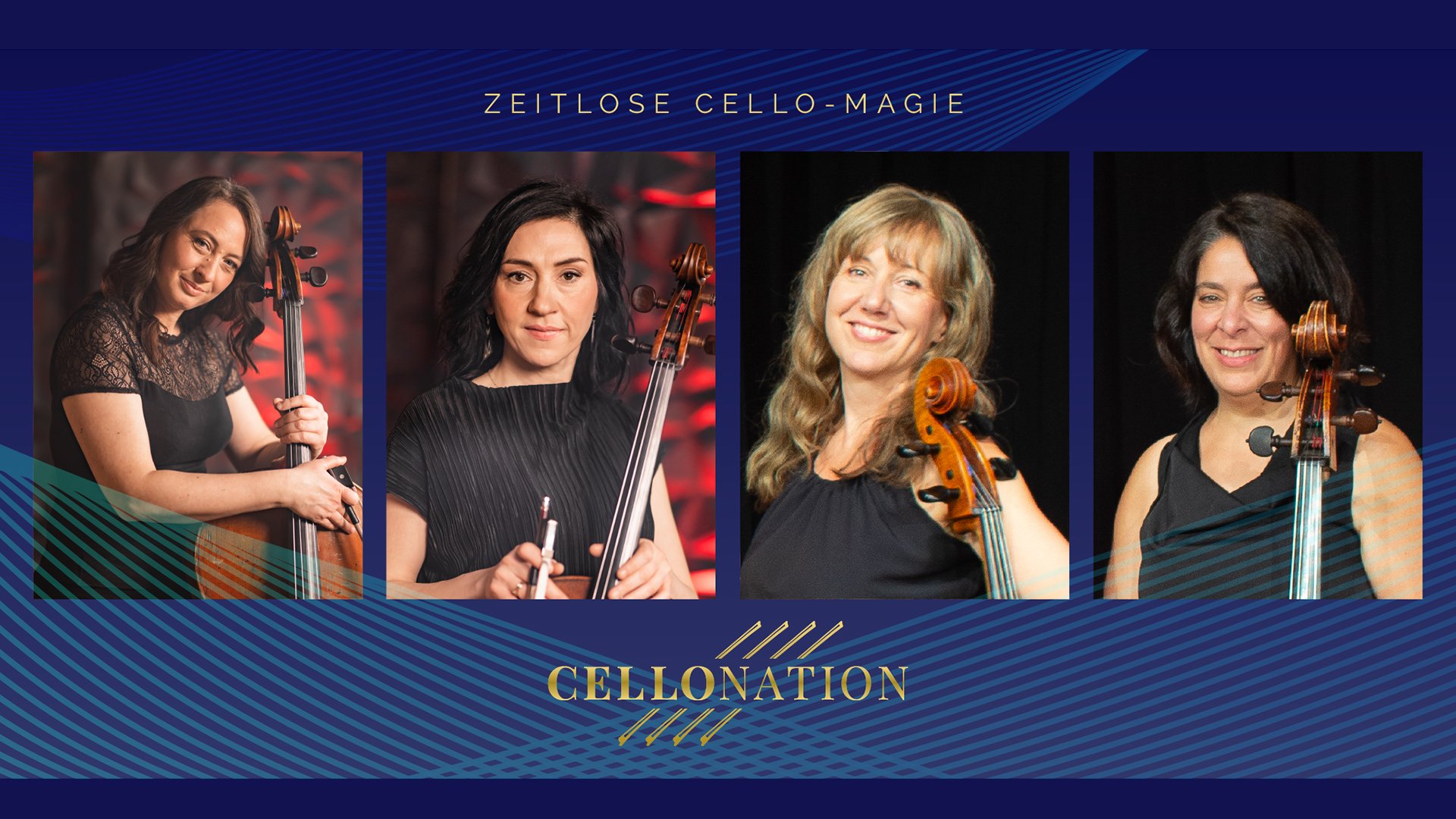 Collage aus vier Fotos der Künstlerinnen mit Instrumenten