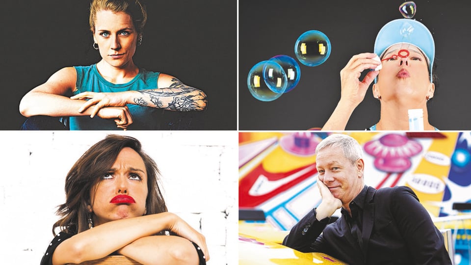 Foto für die Veranstaltung Laura Braun, Stefanie Kerker, Anna Piechotta, als Collage mit den vier Künstler:innen.