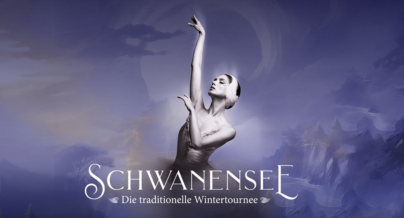 Plakat der Veranstaltung mit einer Illustration einer Ballerina mit weißer Typografie auf lila Hintergrund