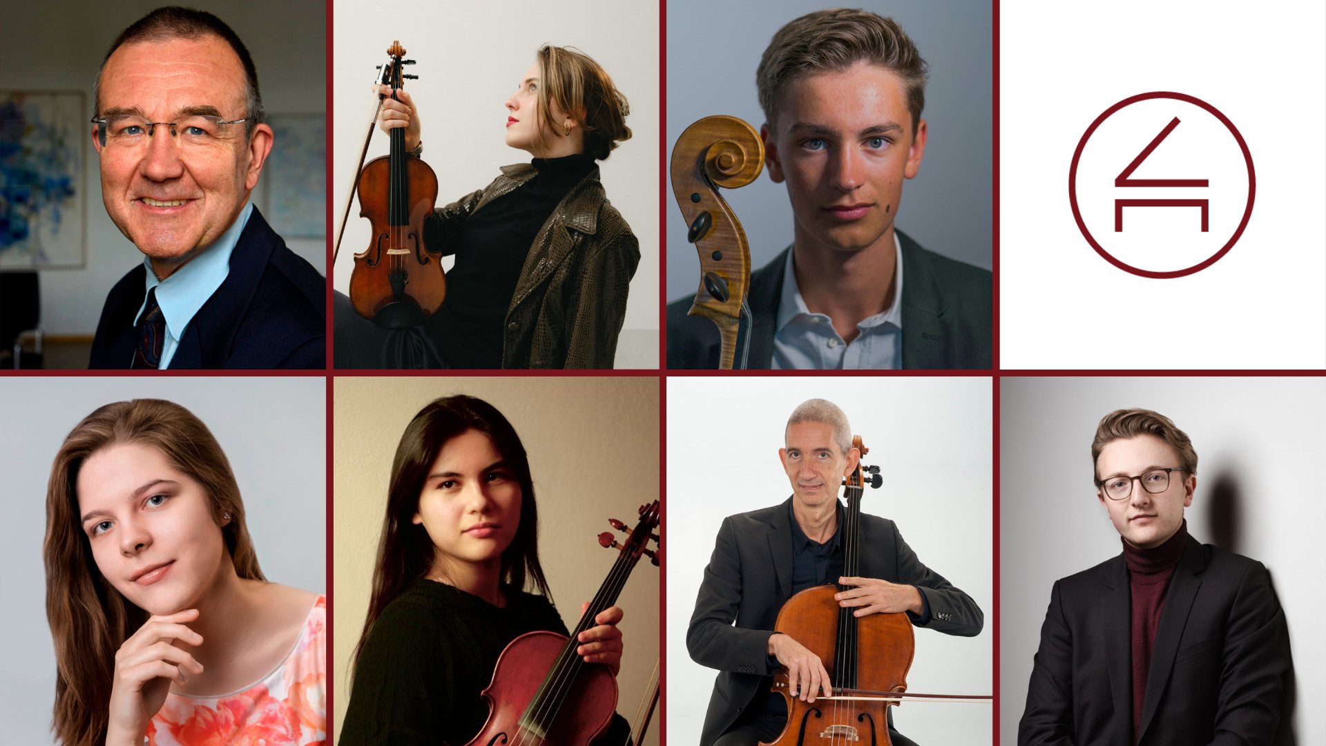 Eine Collage für die Veranstaltung TSCHECHIEN. Visionen aus Prag: Zweites Konzert der Europa‑Reihe mit den Bildern von sieben Künstler*innen.