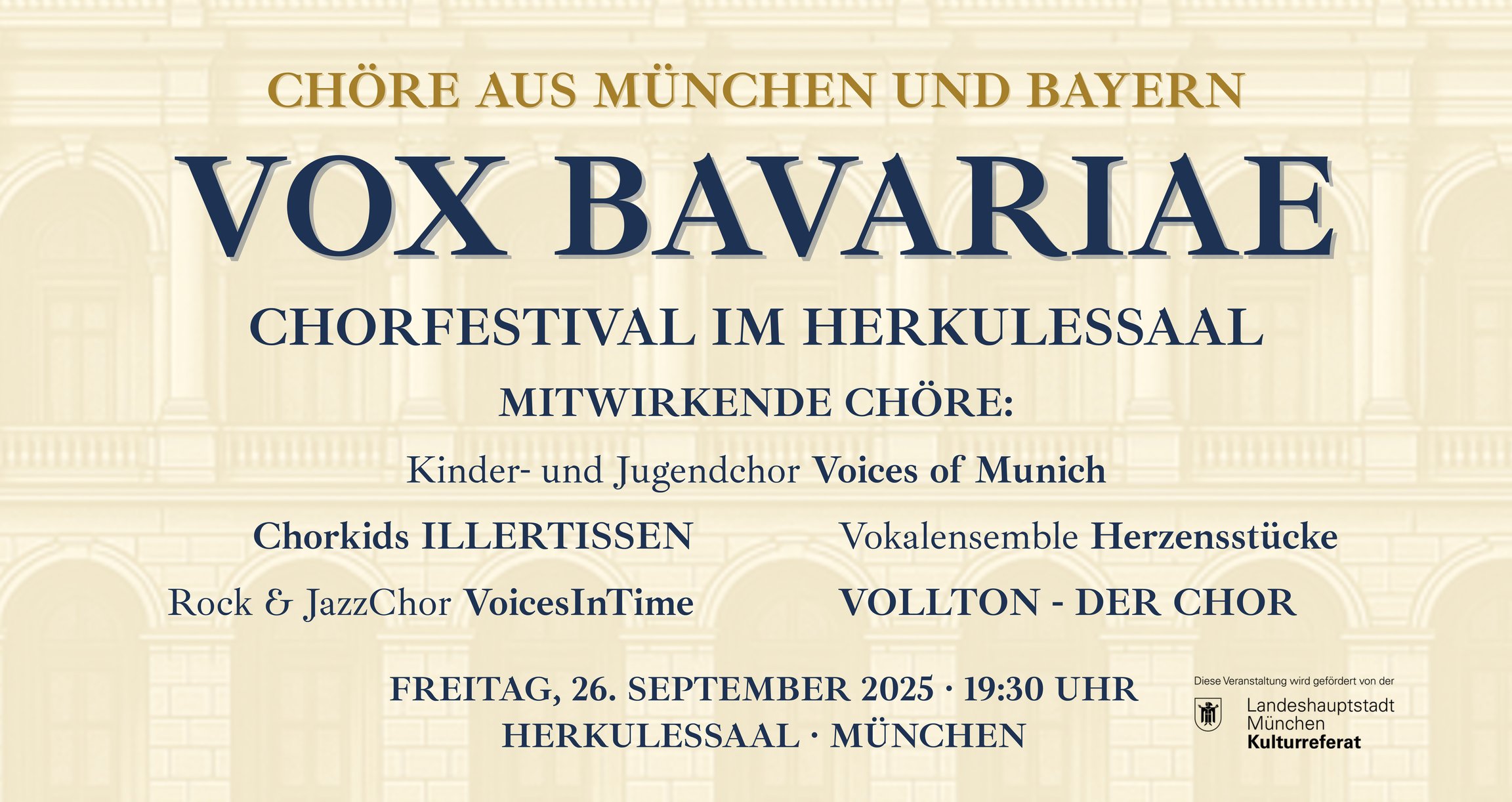 Das Logo der VOX BAVARIAE auf hellem Hintergrund mit dunkel blauer Schrift