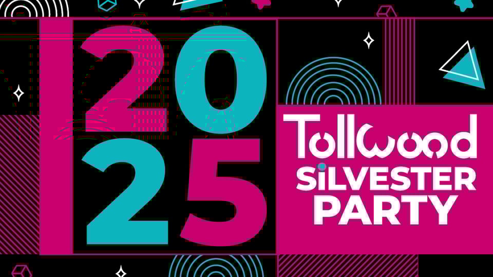 Grafik zur Silvesterparty in pink-blau-schwarz