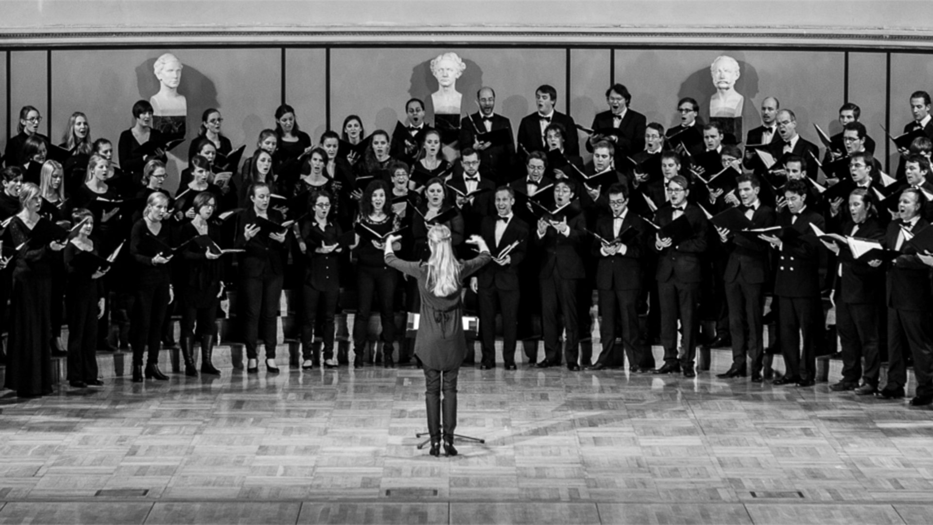 Schwarz-weiß Foto des Uni Chor München