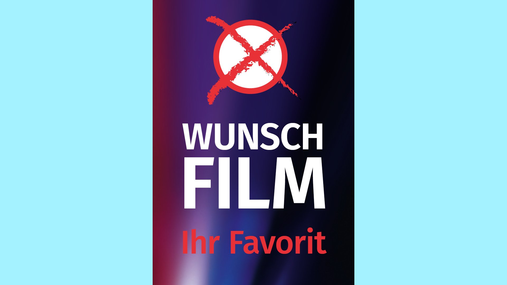 Ein Plakat mit weißer und roter Typografie auf violettem Hintergrund.