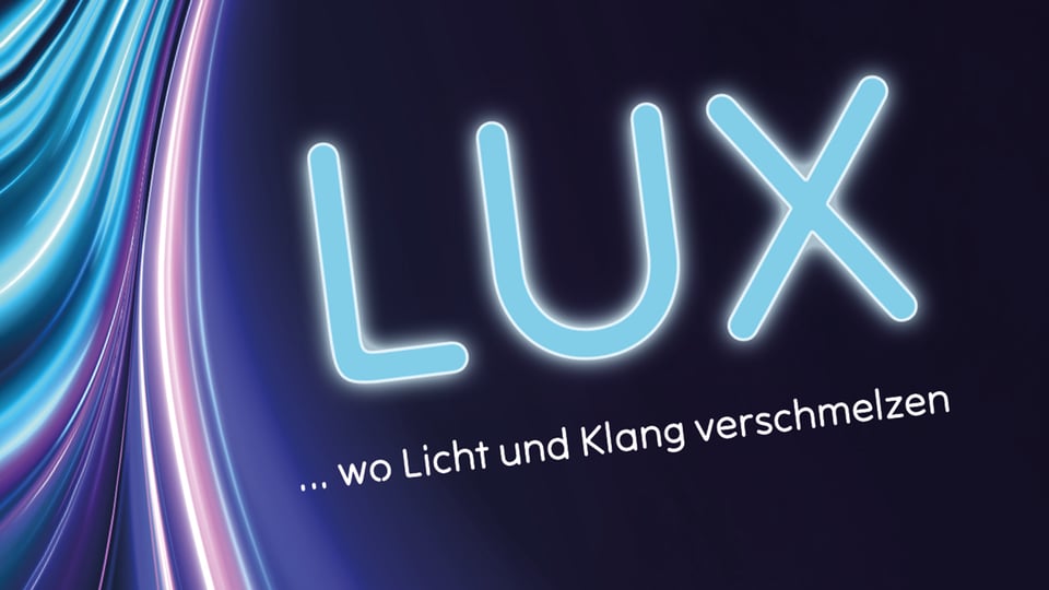 Das Plakat für das Adventskonzert des Polizeichors. Mit einer Typografie im Neonfarbeneffekt und einem dunklen Hintergrund mit einem Neonmotiv auf der linken Seite