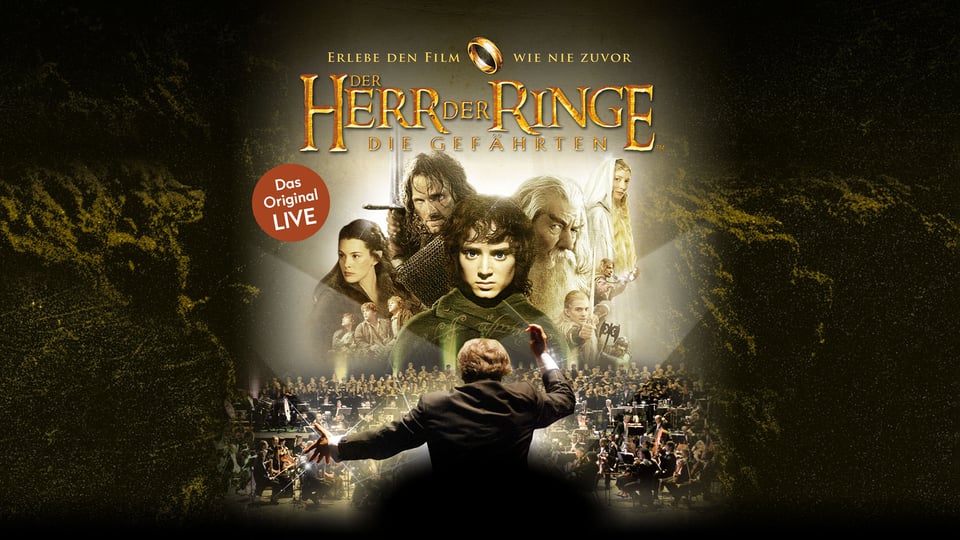 Der Herr der Ringe – Die Gefährten in Concert, Plakat mit Orchester und Film