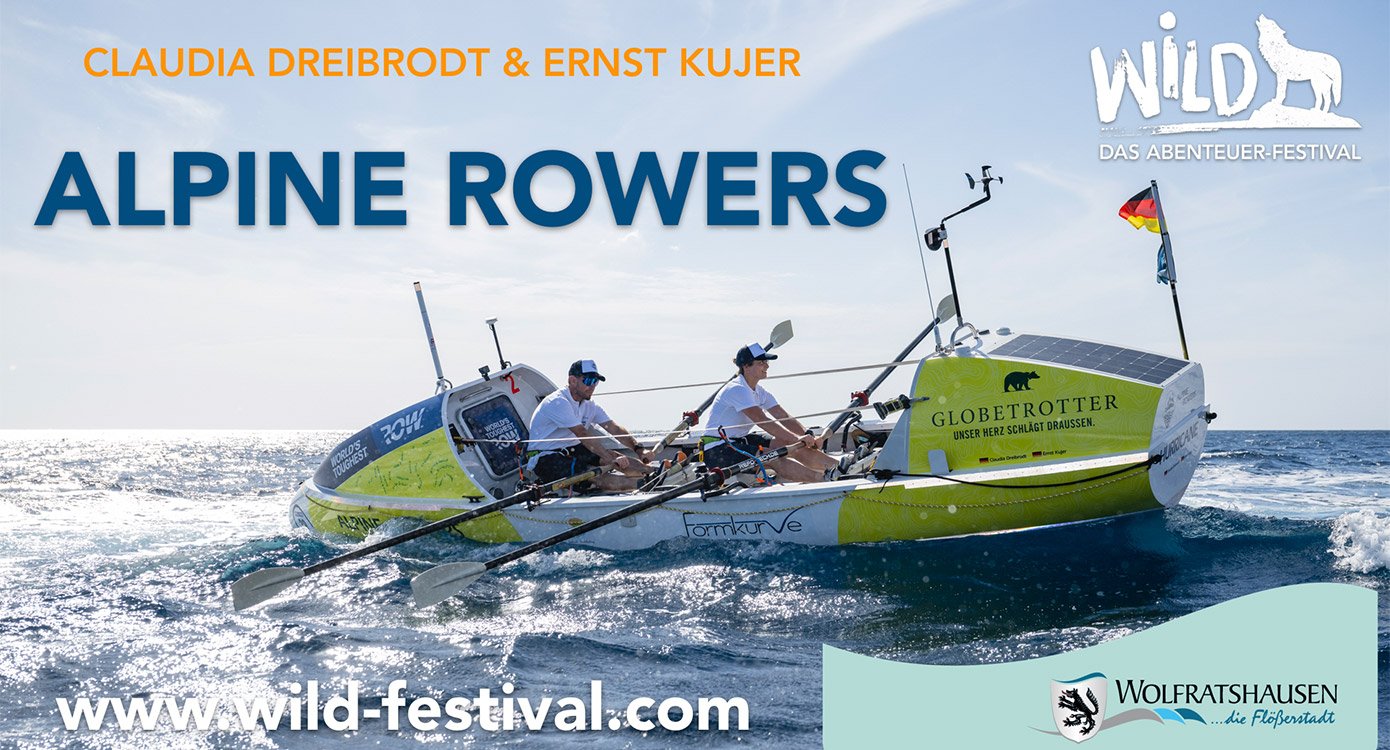 Plakat des Events ‚Claudia Dreibrodt & Ernst Kujer: ALPINE ROWERS
