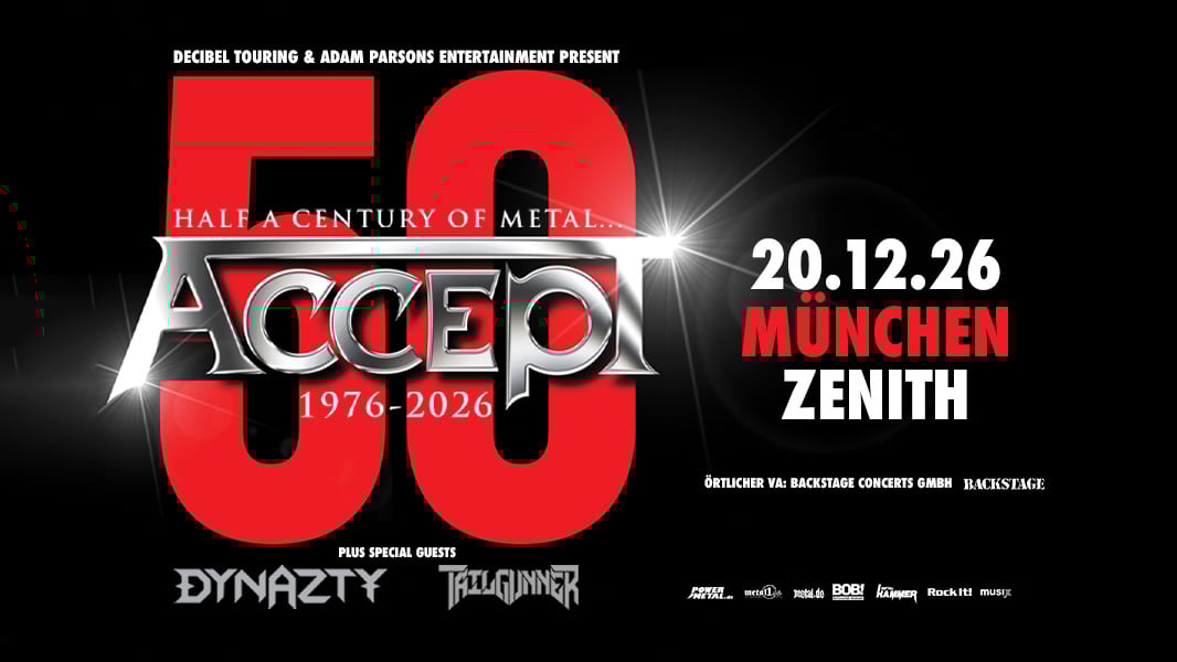 Auf dem Artwork ist das Logo von Accept zu sehen und noch mehr Text.