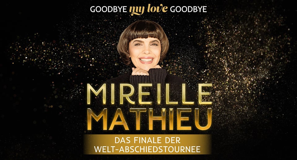 Schwarzes Plakat mit Portrait von Künstlerin und goldener Aufschrift