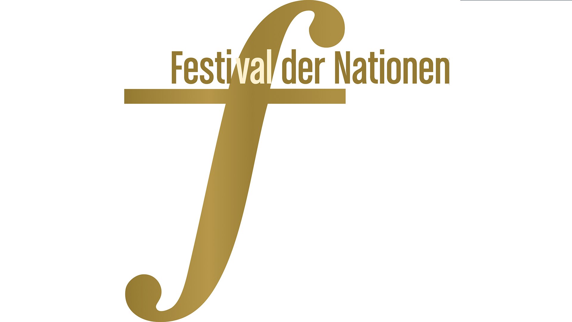 Logo des Festival der Nationen in gold auf weißem Hintergrund
