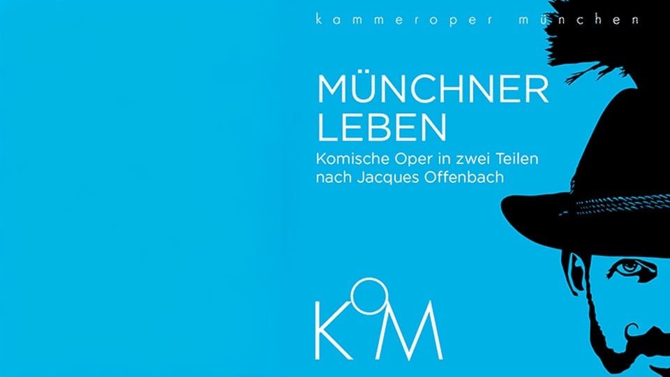 Grafik in balu und schwarz mit Zeixhnung eines Mannes mit Hut und Aufschrift