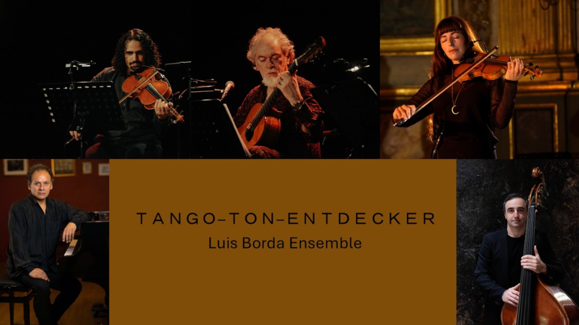 Eine Collage aus Fotos der Musiker mit Aufschrift der Veranstaltung