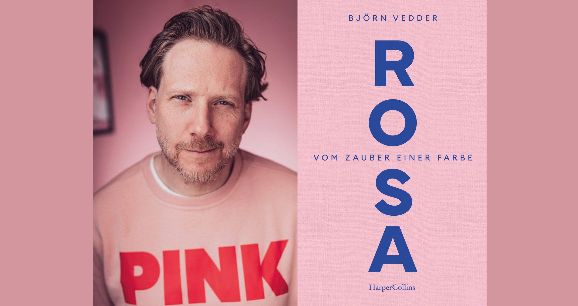 Mann mit rosa Pullover und rosa Hintergrund