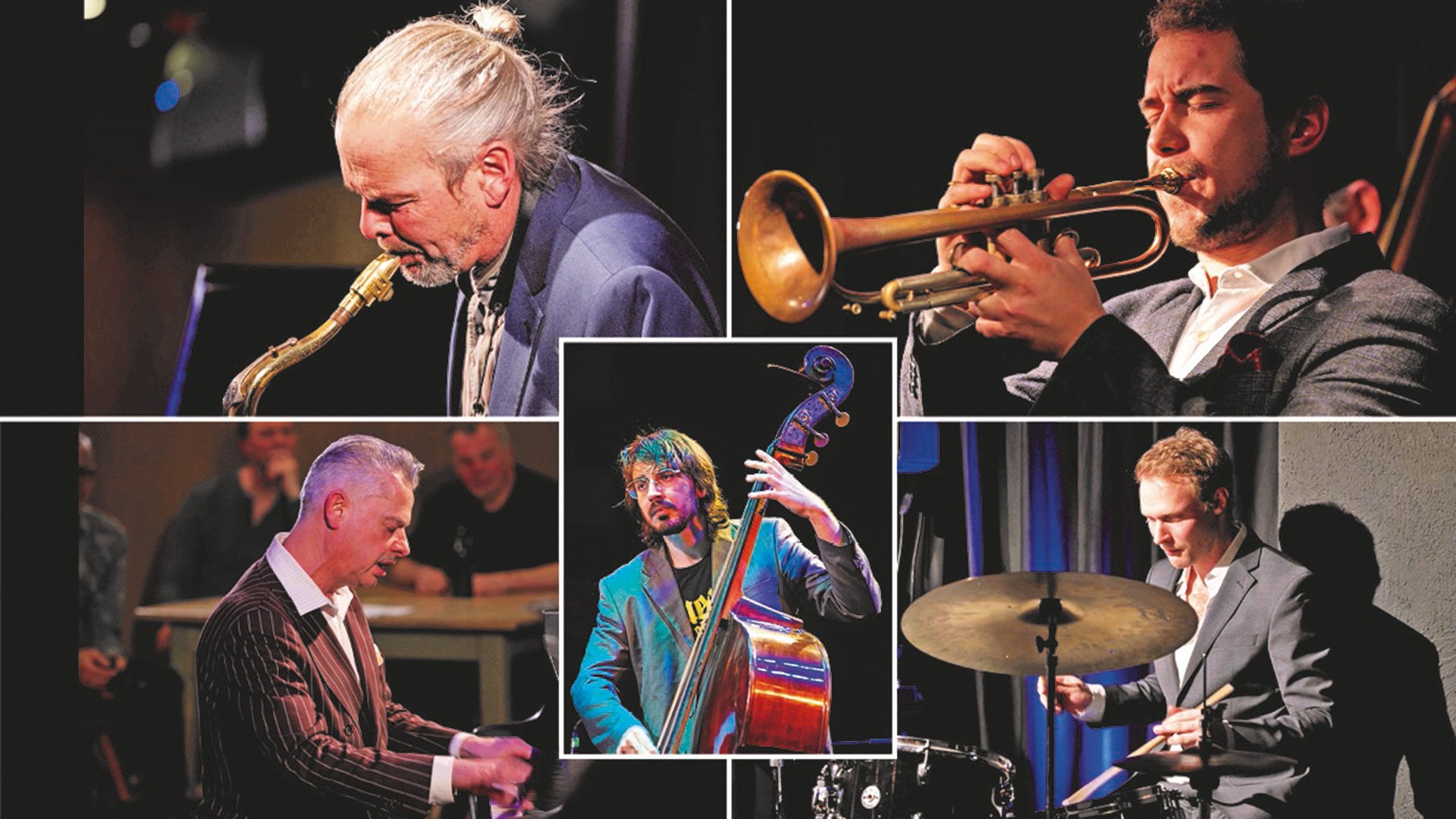 Collage für die Veranstaltung Münchner Jazzquintett mit den Fotos der Künstler