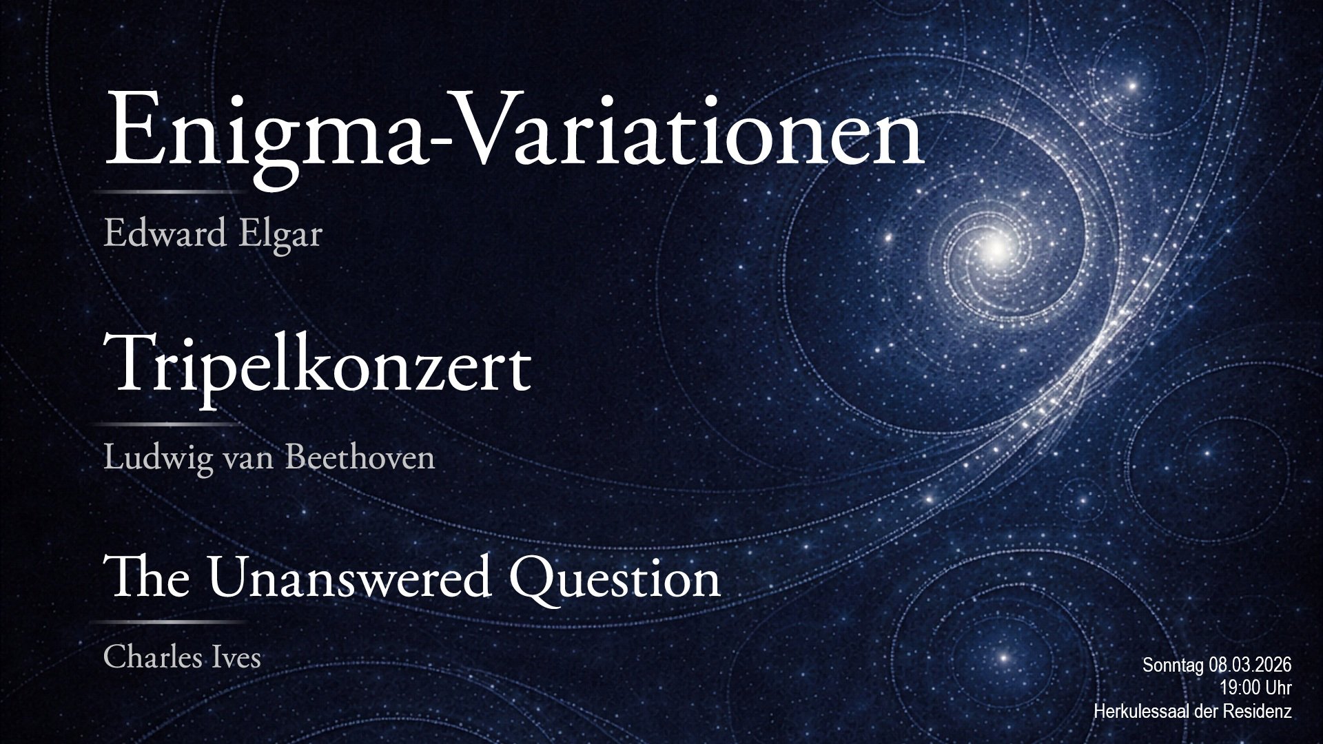 Grafik in dunkelblau mit weißer Aufschrift zum Konzert