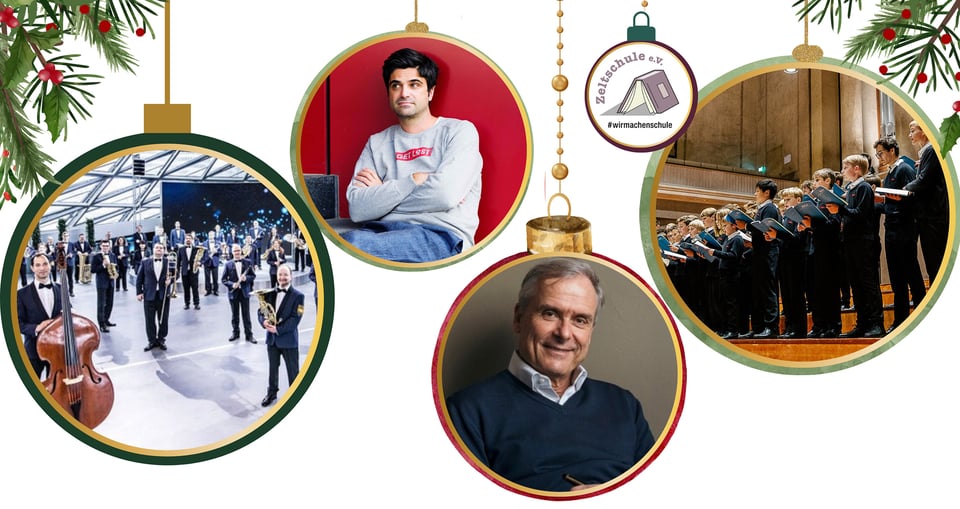 Grafik für "Sei der Unterschied" in einem weihnachtlichen Stil und Fotos der Teilnehmenden