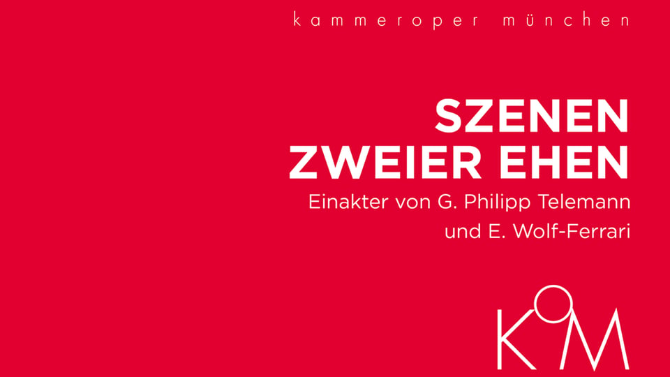Plakat in rot mit weißer AUfschrift Szenen zweier Ehen sowie weiteren Infos zur Veranstaltung