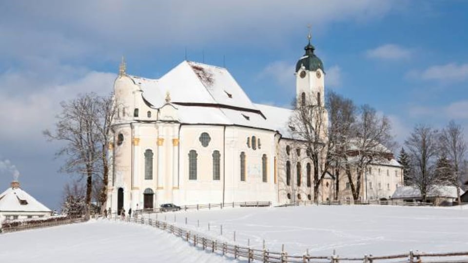 Ein winterliches Bild der Wieskirche