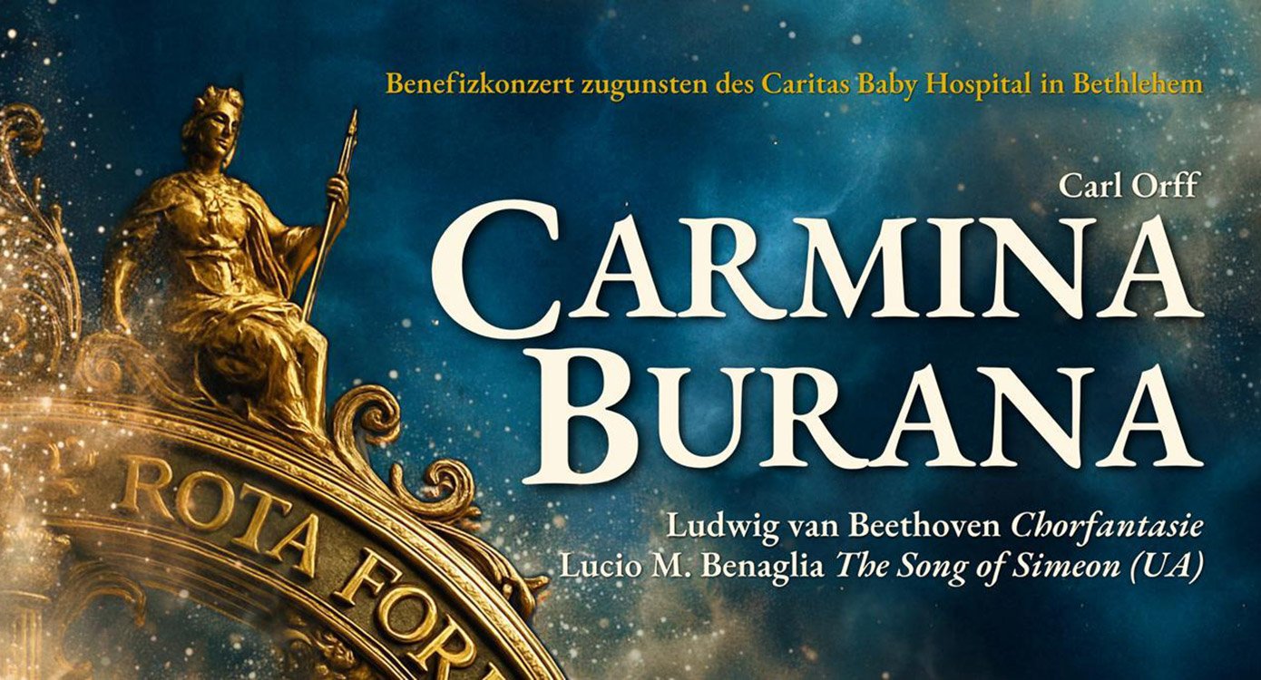 Veranstaltungsplakat für Carmina Burana in der Münchner Residenz mit Solisten der Bayerischen Staatsoper