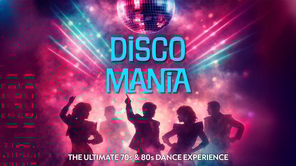 Grafik in pink und blau mit tanzenden Figuren und blauer Aufschrift