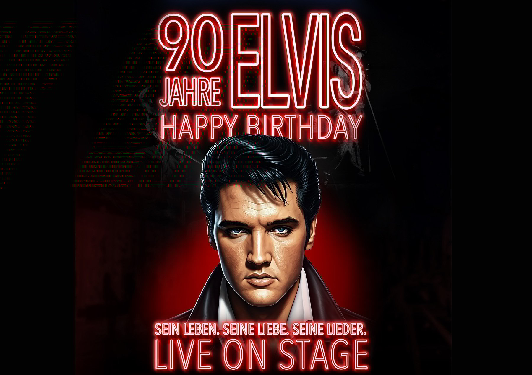 Plakat von Portrait von ELvis Presley mit Aufschrift