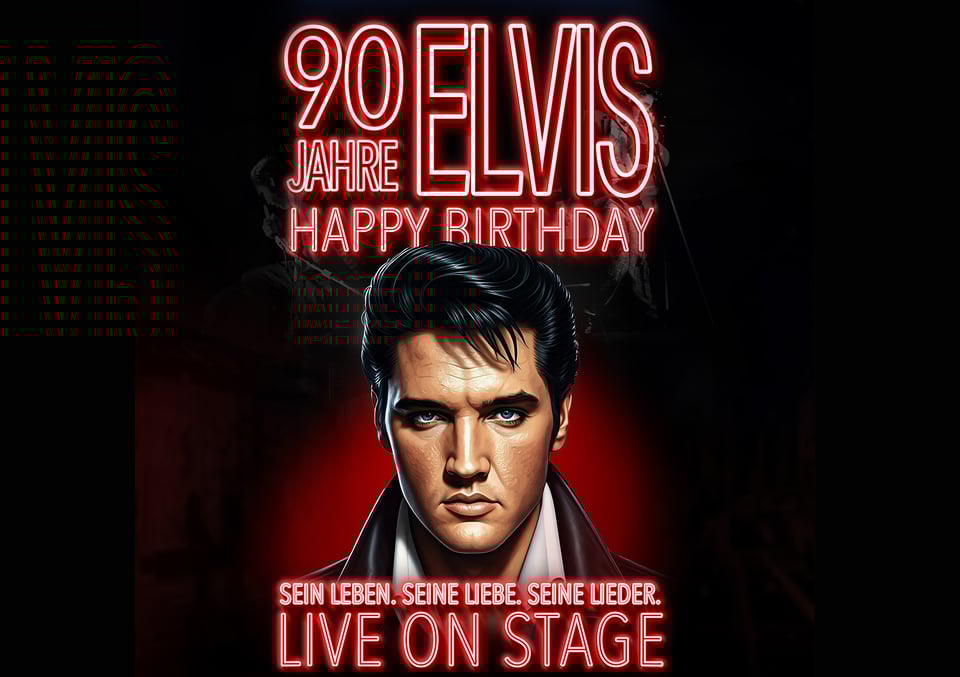 Plakat von Portrait von ELvis Presley mit Aufschrift