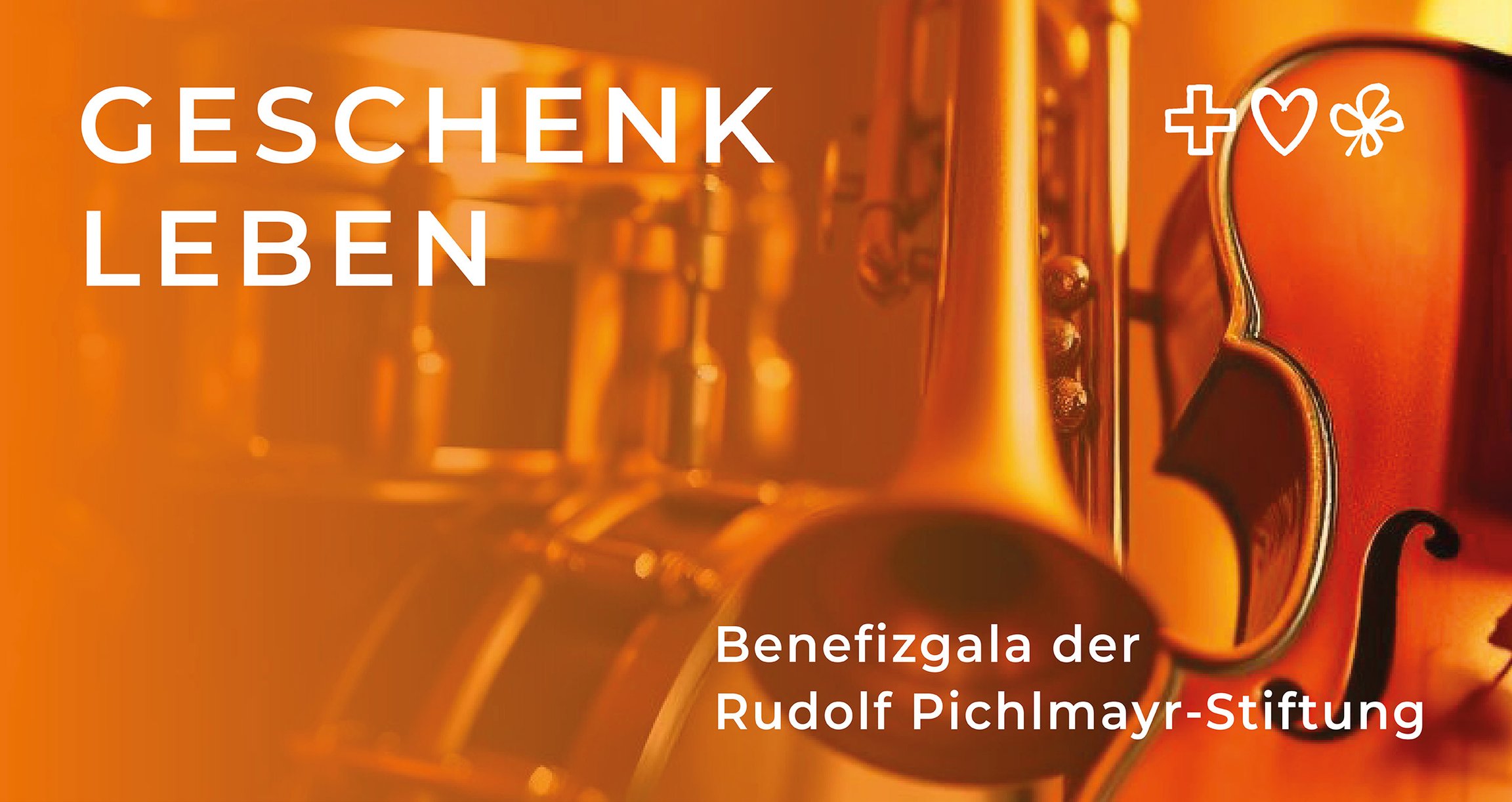 Plakat des Events ‚Geschenk Leben‘ in Orangetönen