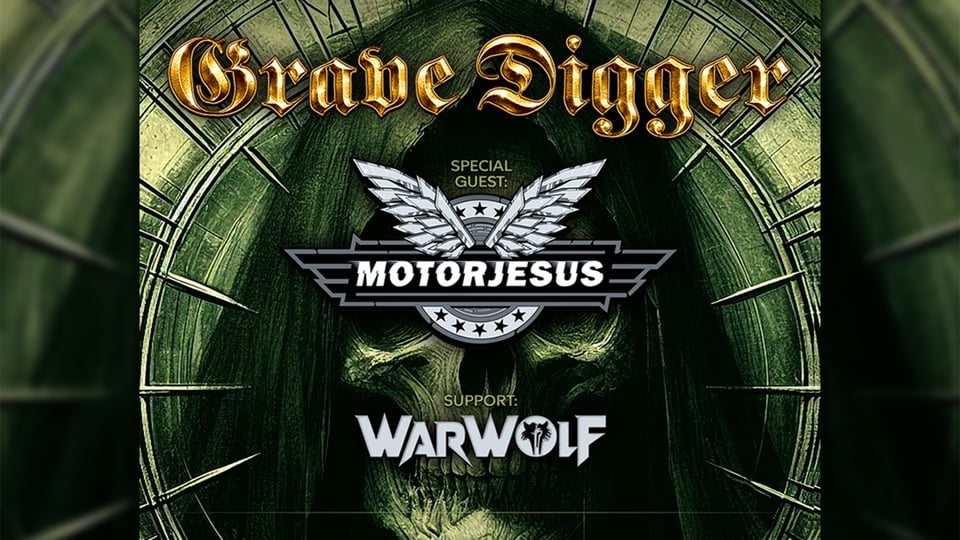 Grafik in grün mit Aufschrift der Bands