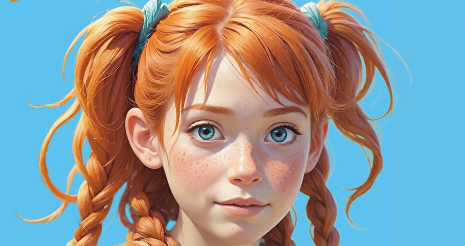 Grafik von Pippi Langstrumpf als Portrait
