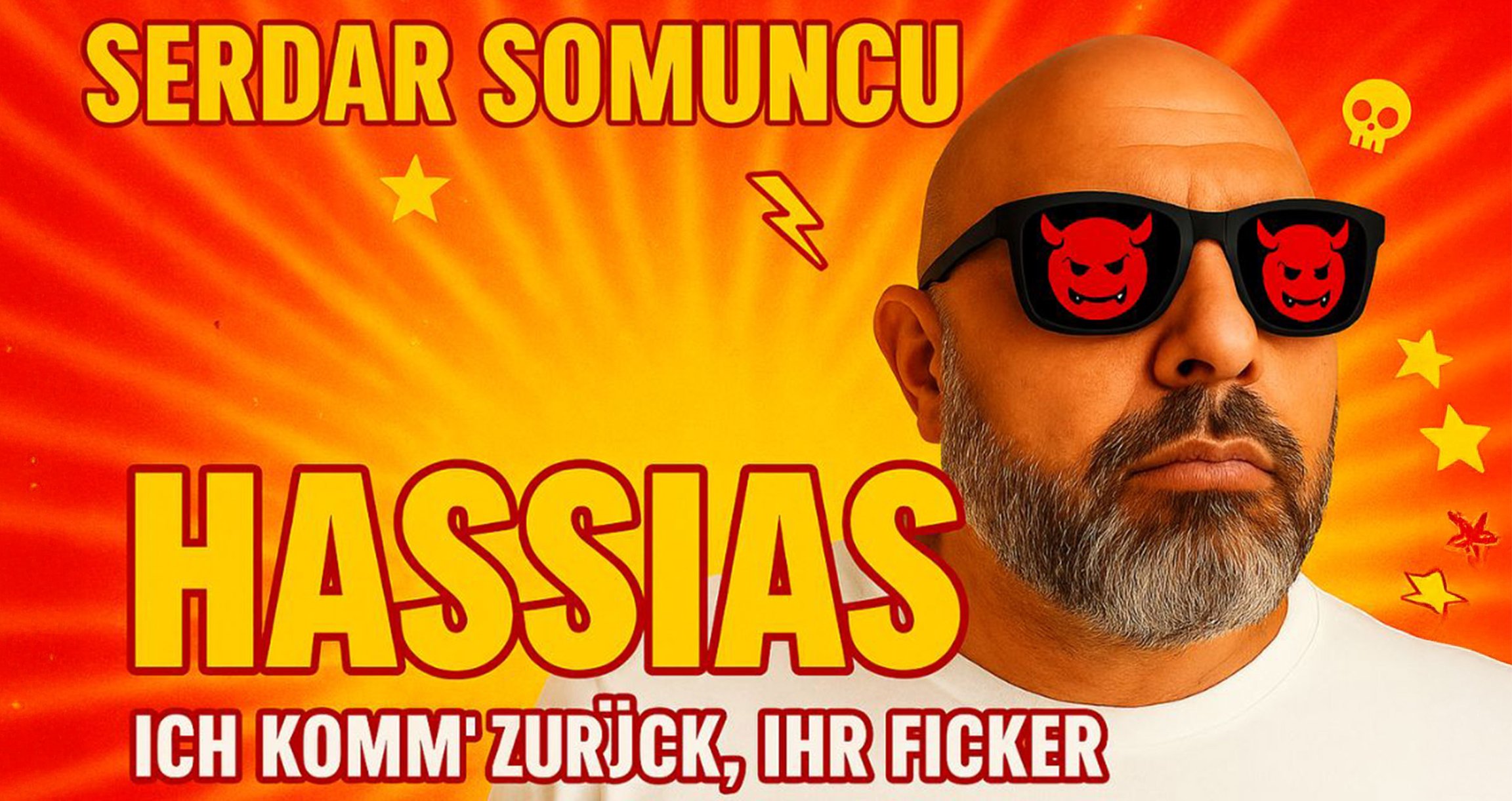 Grafik in gelb-orange mit Portrait von Man