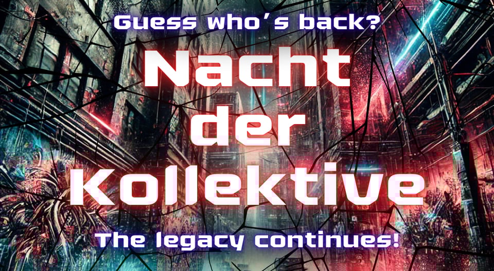 Grafik für die Nacht der Kollektive in Neon Licht Optik