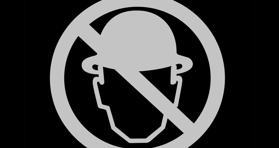 Symbol eines Mannes mit Helm das durchgestrichen ist