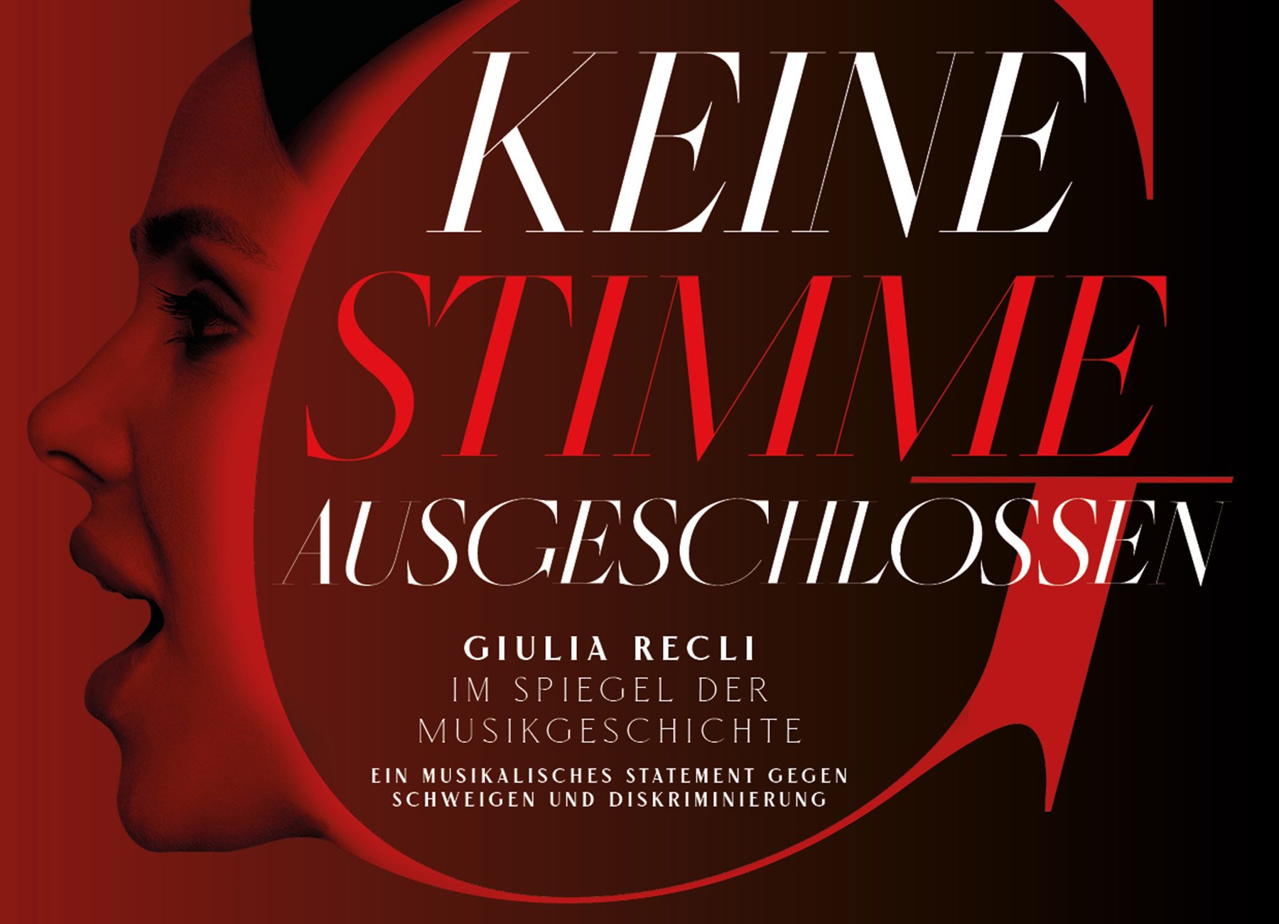 Plakat der Veranstaltung „KEINE STIMME AUSGESCHLOSSEN“ in Rot- und Schwarztönen