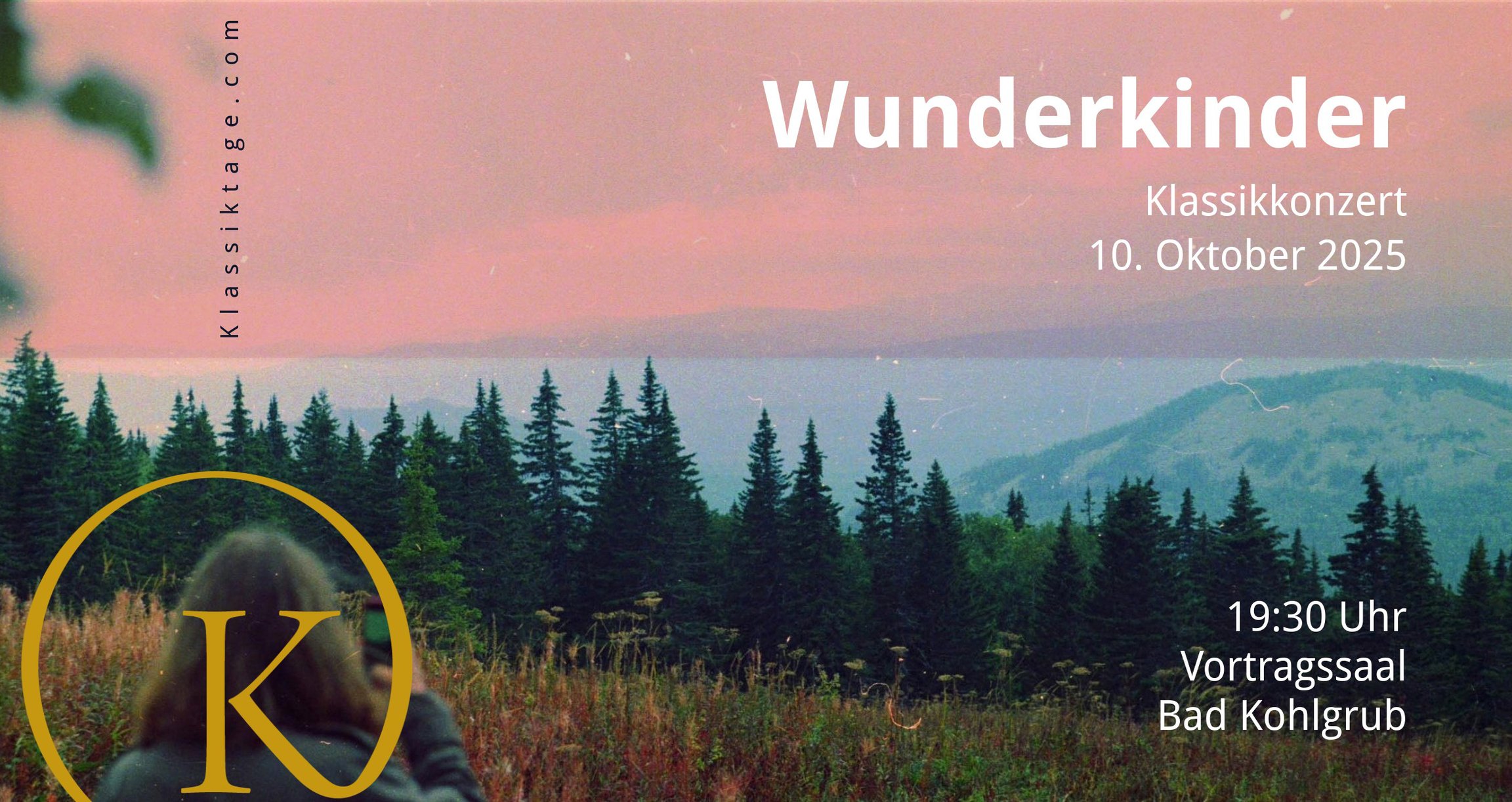 Grafik aus Berg- und Waldlandschaft mit Aufschrift