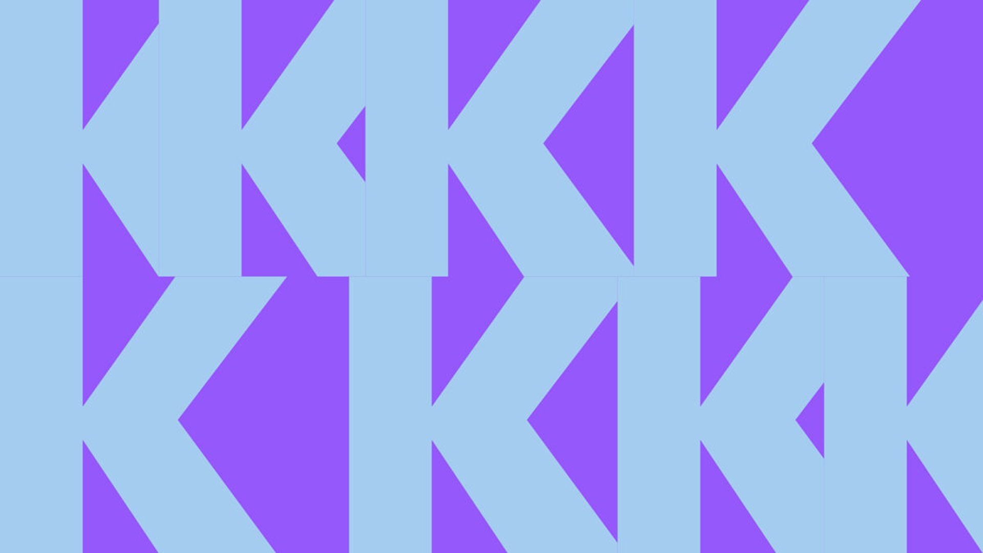 Grafik in blau in violett mit Aneinanderreihung des Buchstaben K 